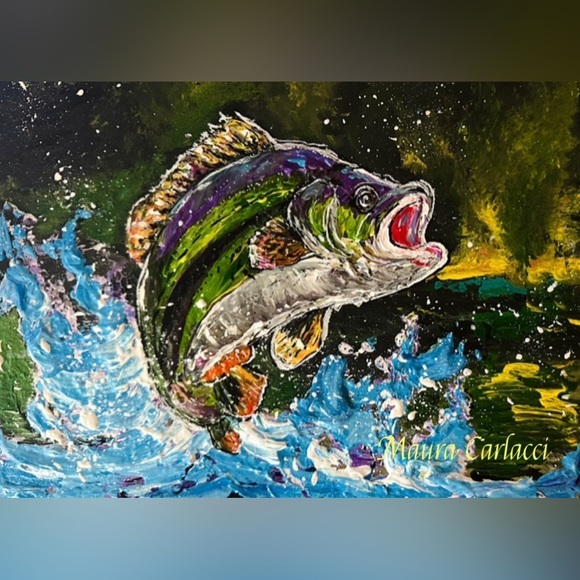Acrylic textured 9”x12” stretch canvas painting - Picture 1 of 2